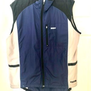 Running vest with reflective strips and venting